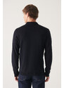 Avva Men's Navy Blue Polo Neck Wool Blended Regular Fit Knitwear Sweater