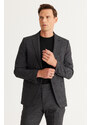ALTINYILDIZ CLASSICS Men's Anthracite Slim Fit Slim Fit Dovetail Collar Cordura Fabric Patterned Wool Suit