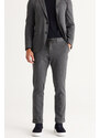 ALTINYILDIZ CLASSICS Men's Navy Blue-Grey Slim Fit Slim Fit Mono Collar Patterned Suit