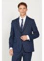 ALTINYILDIZ CLASSICS Men's Navy Blue Regular Fit Relaxed Cut Mono Collar Patterned Suit