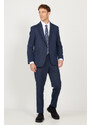 ALTINYILDIZ CLASSICS Men's Navy Blue Regular Fit Relaxed Cut Mono Collar Patterned Suit