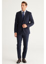 ALTINYILDIZ CLASSICS Men's Navy Blue Regular Fit Comfortable Cut Mono Collar Suit