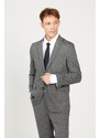 ALTINYILDIZ CLASSICS Men's Black-gray Regular Fit Relaxed Cut Mono Collar Patterned Suit