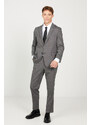 ALTINYILDIZ CLASSICS Men's Black-gray Regular Fit Relaxed Cut Mono Collar Patterned Suit