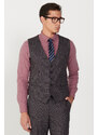 ALTINYILDIZ CLASSICS Men's Burgundy-Grey Slim Fit Slim Fit Mono Collar Patterned Vest Suit