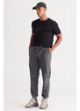 AC&Co / Altınyıldız Classics Men's Anthracite-melange Standard Fit Regular Cut Fleece Cargo Pocket Jogger Sweatpants