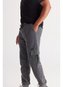 AC&Co / Altınyıldız Classics Men's Anthracite-melange Standard Fit Regular Cut Fleece Cargo Pocket Jogger Sweatpants