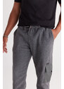 AC&Co / Altınyıldız Classics Men's Anthracite-melange Standard Fit Regular Cut Fleece Cargo Pocket Jogger Sweatpants