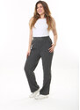 Şans Women's Plus Size Smoked Ironing Mark Grass Stitched Lycra Side Pocket Trousers
