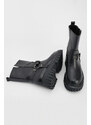 Marjin Women's Belt Detailed Thick Sole Daily Boots Bunes Black
