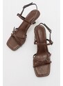 LuviShoes NEBEL Women's Brown Skin Heeled Sandals