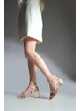 Marjin Women's Stone Heeled Evening Shoes Tayla Beige