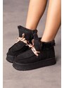 LuviShoes BLAUS Black Suede Shearling Thick Sole Women's Sports Boots