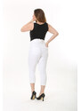 Şans Women's Plus Size White Cuff Detail Lycra Jeans