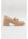 LuviShoes OMERA Beige Patent Leather Women's Shoes