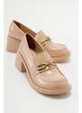 LuviShoes OMERA Beige Patent Leather Women's Shoes