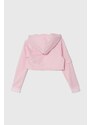Dětská mikina adidas růžová barva, s kapucí, hladká