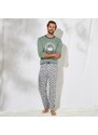 Blancheporte Pyžamové tričko s potiskem a dlouhými rukávy zelená 77/86 (S)
