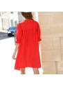 Blancheporte Jednobarevné rozšířené šaty na knoflíky červená 36