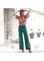Blancheporte Široké plátěné kalhoty s 5 kapsami zelená 36