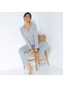 Blancheporte Pruhované pyžamo s dlouhými rukávy a kalhotami šedý melír 38/40