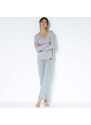 Blancheporte Pruhované pyžamo s dlouhými rukávy a kalhotami šedý melír 38/40