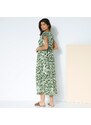 Blancheporte Midi šaty s potiskem zelená/béžová 36
