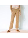 Blancheporte 7/8 rovné kalhoty s pružným pasem, ze lnu a bavlny béžová 38