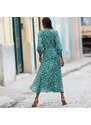 Blancheporte Dlouhé šaty na knoflíky s potiskem zelená/modrá 36