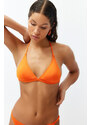 Trendyol Orange Triangle Gathered Bikini Top