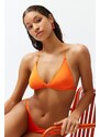 Trendyol Orange Triangle Gathered Bikini Top