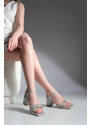 Marjin Women's Stone Heeled Evening Shoes Tayla Silver