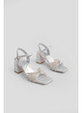 Marjin Women's Stone Heeled Evening Shoes Tayla Silver