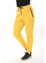 Şans Women's Plus Size Yellow Eyelet Lace Up And Elastic Zippered Pocket Detailed Sports Trousers