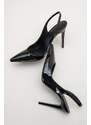 LuviShoes Twine Black Patent Leather Women's Heeled Shoes