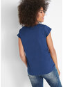 bonprix Bavlněné tričko, krátký rukáv Modrá