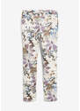 bonprix Strečové kalhoty s květinovým potiskem Béžová