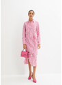 bonprix Proužkované halenkové šaty s tkaničkou Pink