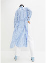 bonprix Proužkované halenkové šaty s tkaničkou Modrá