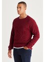 AC&Co / Altınyıldız Classics Men's Burgundy Standard Fit Regular Fit Crew Neck Patterned Knitwear Sweater