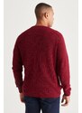 AC&Co / Altınyıldız Classics Men's Burgundy Standard Fit Regular Fit Crew Neck Patterned Knitwear Sweater