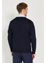 ALTINYILDIZ CLASSICS Men's Navy Blue Standard Fit Normal Cut V-Neck Knitwear Sweater.