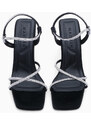 Marjin Women's Stone Evening Dress Heeled Shoes Celer Black