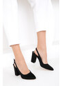 Soho Women's Black Suede Classic Heeled Shoes 16824
