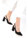 Soho Women's Black Suede Classic Heeled Shoes 16824