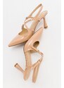 LuviShoes COJE Beige Patent Leather Women's Pointed Toe Thin Heel Shoes