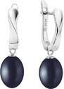 Gaura Pearls Stříbrné náušnice s černou perlou Lia, stříbro 925/1000