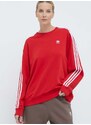 Mikina adidas Originals 3-Stripes Crew OS dámská, červená barva, s aplikací, IN8487