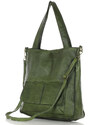 Dámská shopper taška A4 přírodní kůže s kapsami Kabelky od Hraběnky; zelená