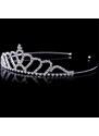 Camerazar Křišťálová Tiara Diadém pro svatební ozdoby do vlasů, délka 13 cm, výška 3,5 cm, materiál cínový drátek